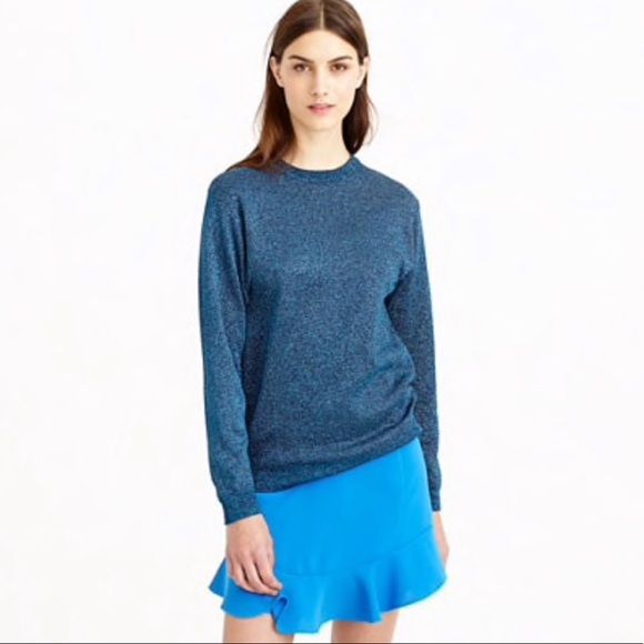 J. CREW blue Sparkle Side Slit sweater - Picture 2 of 9